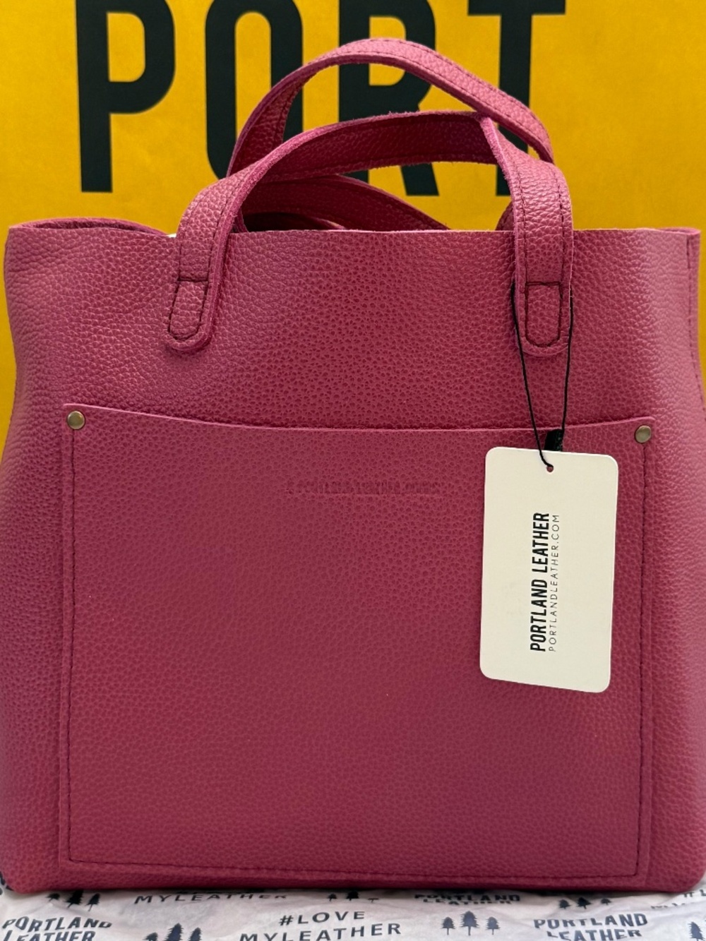 NWT Portland Leather Goods PLG Medium Crossbody Tote Classic in Pink Wild Rose